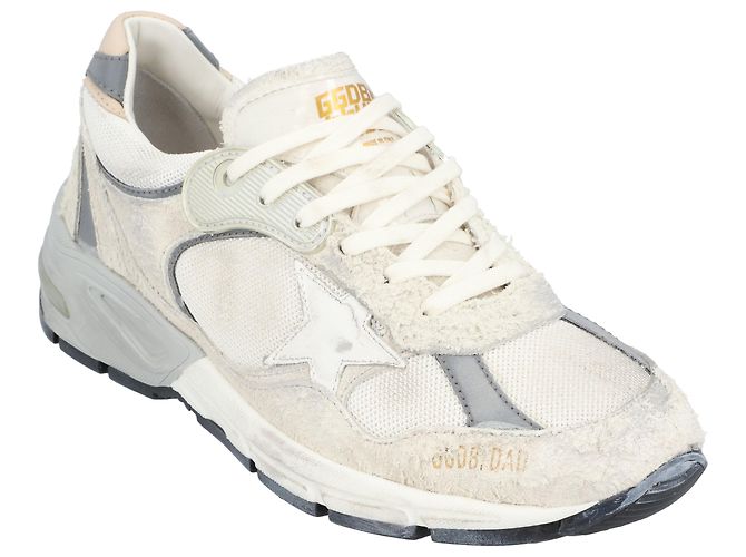 Baskets de course Dad en cuir doré Golden Goose Gris - vue 2
