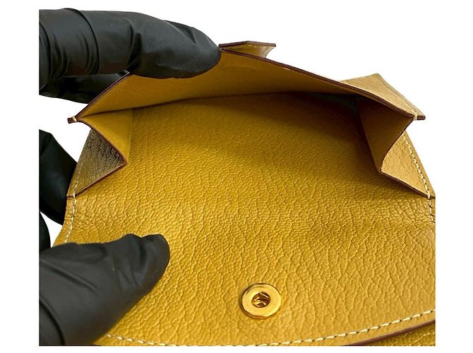 Hermès Tarjetero Mini Béarn en chevreau Hermes Amarillo - vista 11