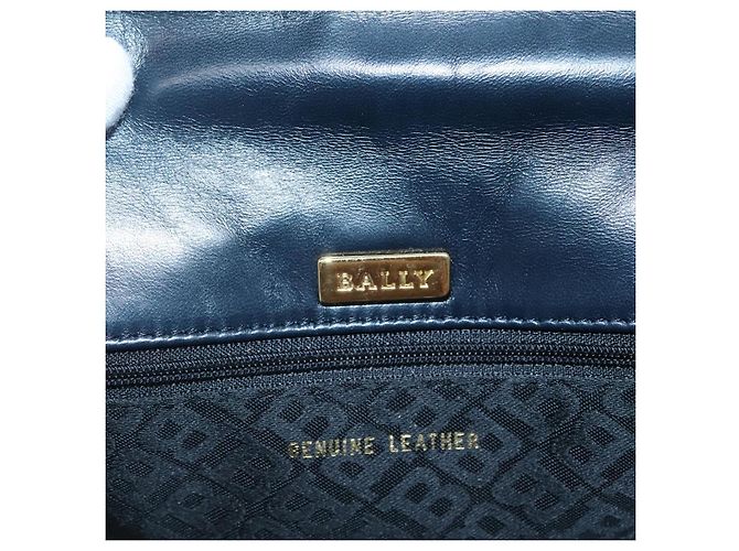BALLY Borsa a mano in pelle 2 vie Blu Navy Oro Auth BA4873 D'oro - vista 11