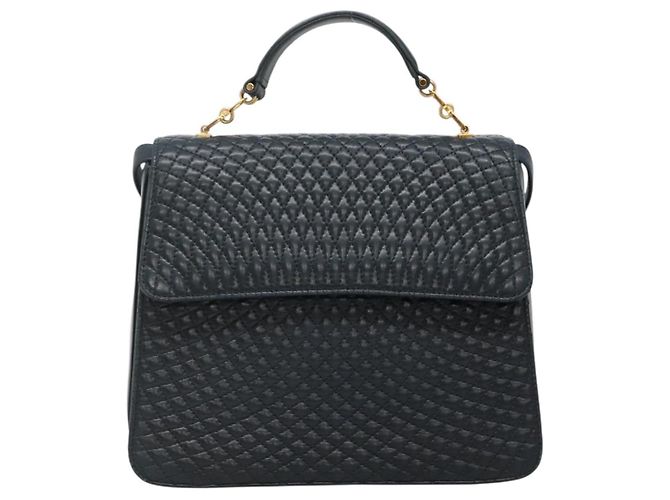 BALLY Borsa a mano in pelle 2 vie Blu Navy Oro Auth BA4873 D'oro - vista 13