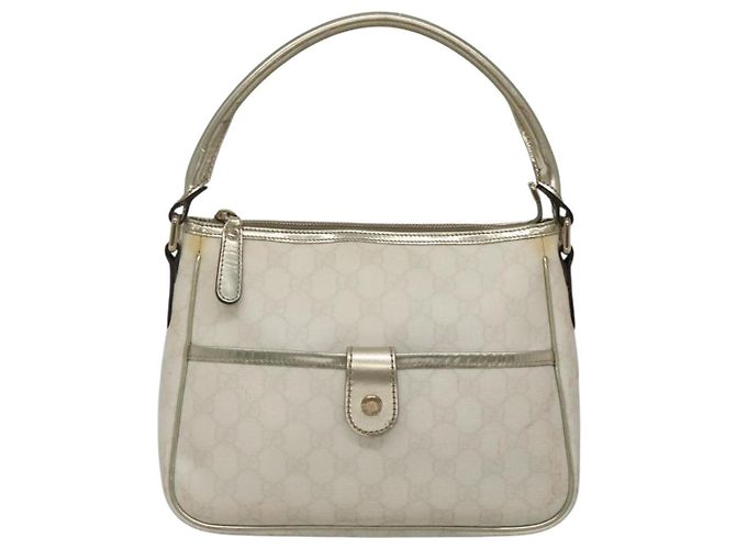 Gucci Borsa a spalla GG Supreme in PVC bianco e oro 190258 Auth SW1471 D'oro - vista 13