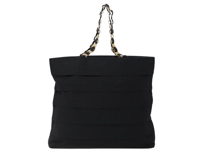 Borsa a Spalla Vala Chain in Tela Nera e Oro Auth 138299 di Salvatore Ferragamo Nero D'oro - vista 13
