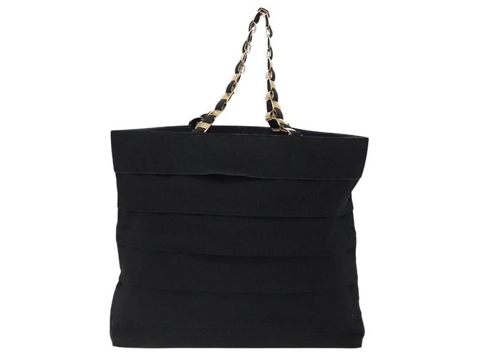 Borsa a Spalla Vala Chain in Tela Nera e Oro Auth 138299 di Salvatore Ferragamo Nero D'oro - vista 2