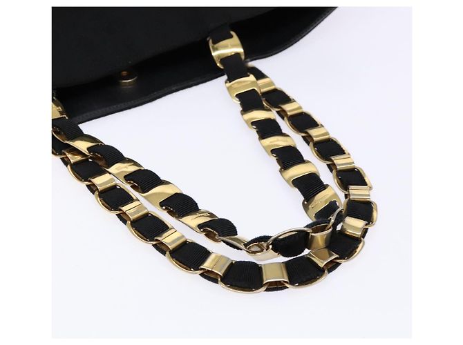 Borsa a Spalla Vala Chain in Tela Nera e Oro Auth 138299 di Salvatore Ferragamo Nero D'oro - vista 7