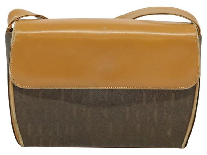 Borsa a Spalla GUCCI in Tela Pelle Marrone Oro Auth ep10464 D'oro - vista 13