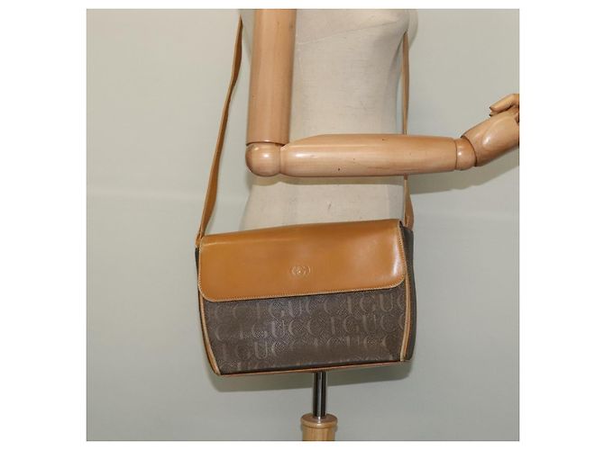 Borsa a Spalla GUCCI in Tela Pelle Marrone Oro Auth ep10464 D'oro - vista 23