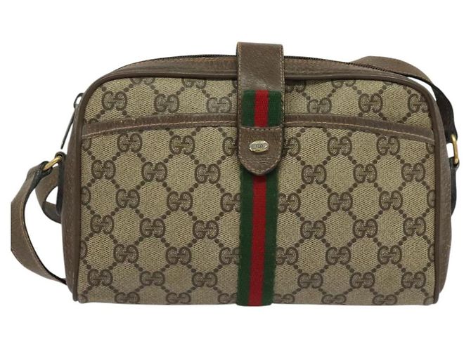 Borsa Gucci GG Supreme Web Sherry Line in PVC Beige Rosso Verde 89 02 055 Auth BA5454 - vista 13