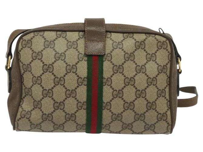 Borsa Gucci GG Supreme Web Sherry Line in PVC Beige Rosso Verde 89 02 055 Auth BA5454 - vista 2