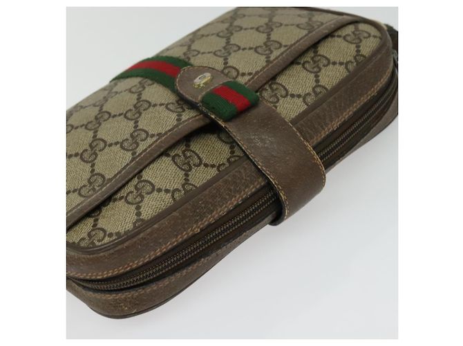 Borsa Gucci GG Supreme Web Sherry Line in PVC Beige Rosso Verde 89 02 055 Auth BA5454 - vista 6