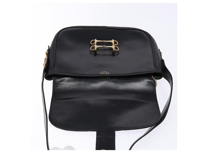 Céline Borsa a Spalla in Pelle Nera e Oro Auth fm4845 Nero D'oro - vista 9
