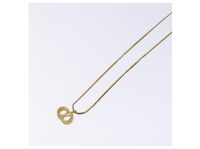 Collana in metallo dorato con logo CD in pietra Christian Dior Auth 140833 - vista 10