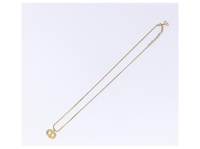 Collana in metallo dorato con logo CD in pietra Christian Dior Auth 140833 - vista 2