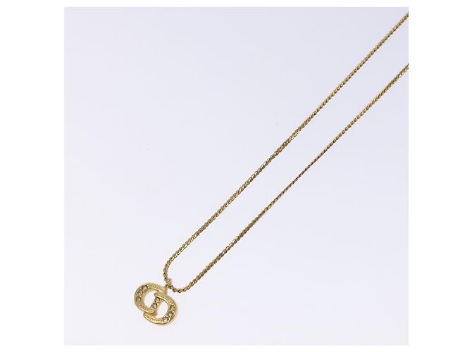 Collana in metallo dorato con logo CD in pietra Christian Dior Auth 140833 - vista 4