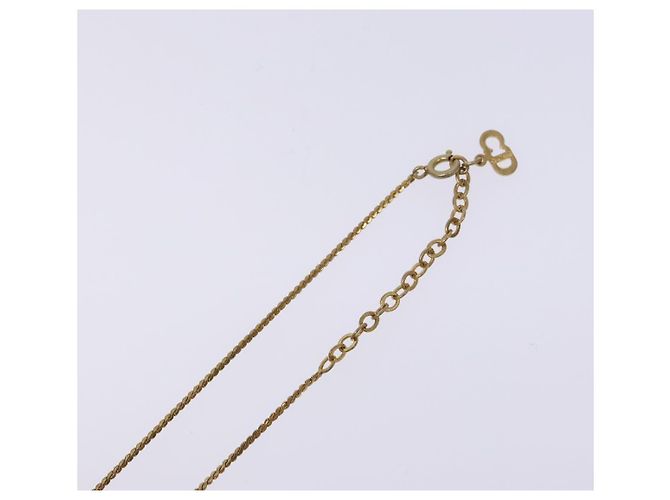Collana in metallo dorato con logo CD in pietra Christian Dior Auth 140833 - vista 6