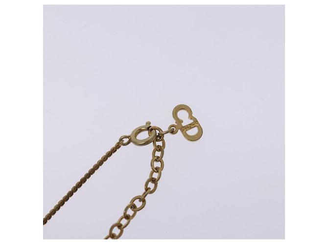 Collana in metallo dorato con logo CD in pietra Christian Dior Auth 140833 - vista 7