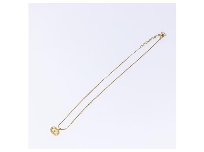 Collana in metallo dorato con logo CD in pietra Christian Dior Auth 140833 - vista 8