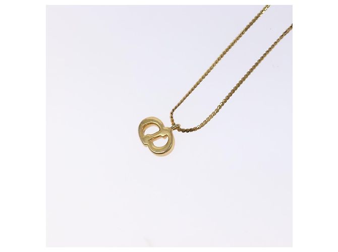 Collana in metallo dorato con logo CD in pietra Christian Dior Auth 140833 - vista 9