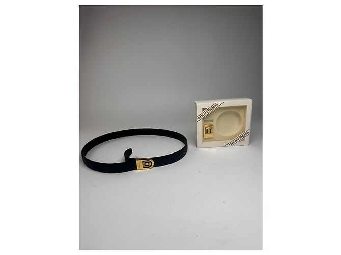 Vintage Courreges Ledergürtel-Set neu Schwarz - Ansicht 10