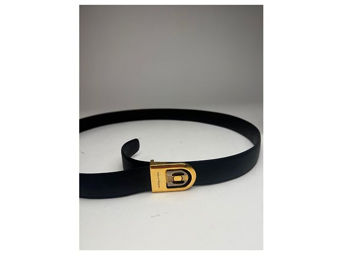 Vintage Courreges Ledergürtel-Set neu Schwarz - Ansicht 3