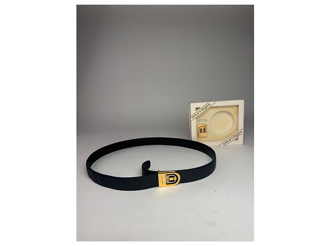 Vintage Courreges Ledergürtel-Set neu Schwarz - Ansicht 5