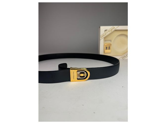 Vintage Courreges Ledergürtel-Set neu Schwarz - Ansicht 6