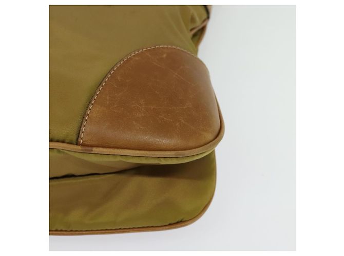 Borsa a Spalla PRADA in Nylon Pelle Beige Oro Auth 140625 D'oro - vista 15