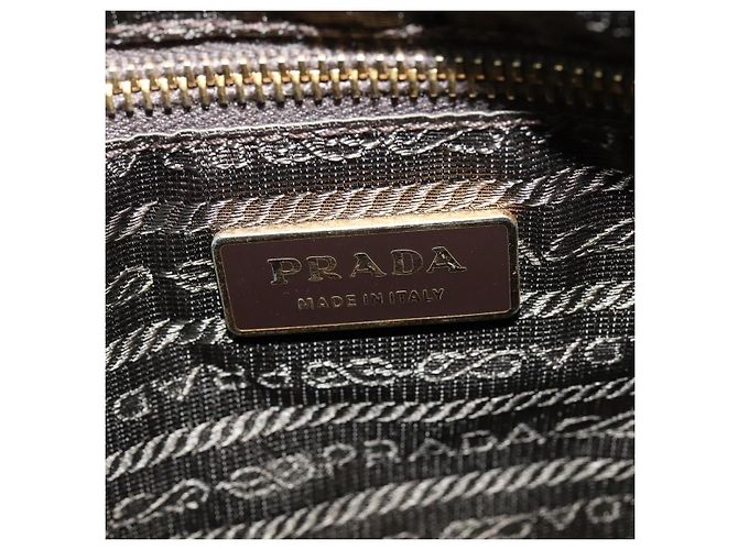 Borsa a Spalla PRADA in Nylon Pelle Beige Oro Auth 140625 D'oro - vista 19