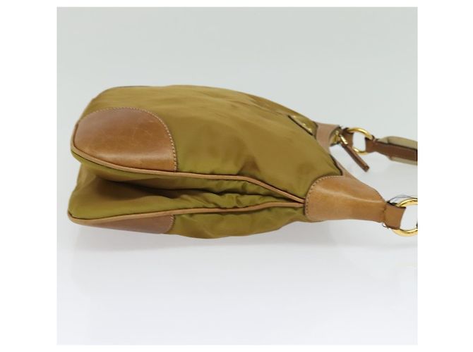 Borsa a Spalla PRADA in Nylon Pelle Beige Oro Auth 140625 D'oro - vista 4
