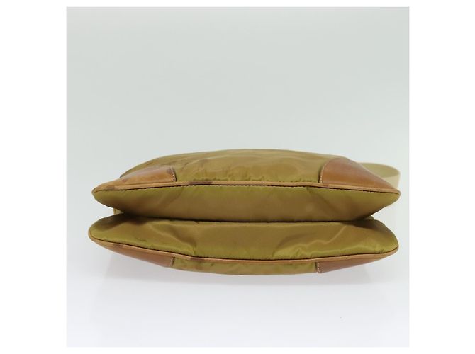 Borsa a Spalla PRADA in Nylon Pelle Beige Oro Auth 140625 D'oro - vista 5