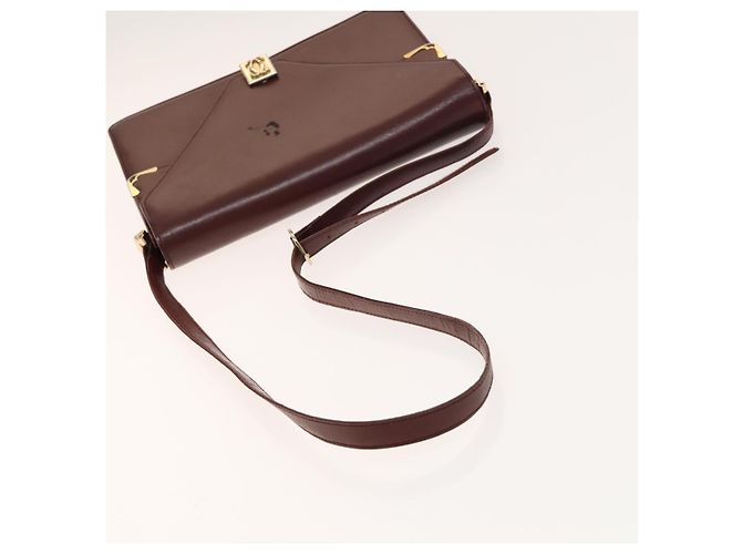 CARTIER Sac Must Line Cuir Suède 5Set Bordeaux Auth 141369 - vue 10