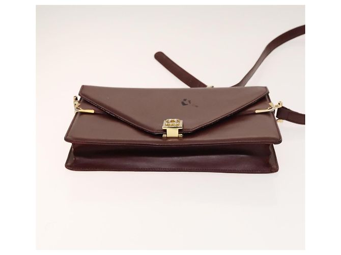 CARTIER Sac Must Line Cuir Suède 5Set Bordeaux Auth 141369 - vue 11