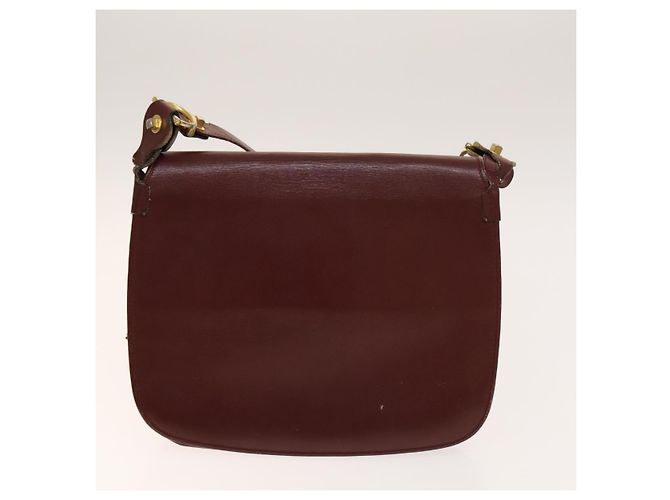 CARTIER Sac Must Line Cuir Suède 5Set Bordeaux Auth 141369 - vue 14