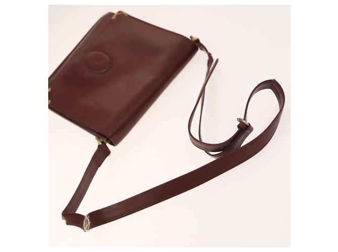 CARTIER Sac Must Line Cuir Suède 5Set Bordeaux Auth 141369 - vue 21