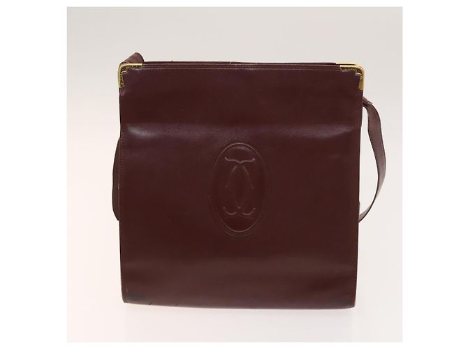 CARTIER Sac Must Line Cuir Suède 5Set Bordeaux Auth 141369 - vue 25