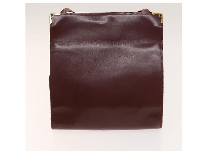 CARTIER Sac Must Line Cuir Suède 5Set Bordeaux Auth 141369 - vue 26
