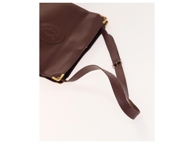 CARTIER Sac Must Line Cuir Suède 5Set Bordeaux Auth 141369 - vue 27