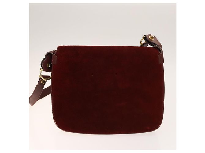 CARTIER Sac Must Line Cuir Suède 5Set Bordeaux Auth 141369 - vue 3