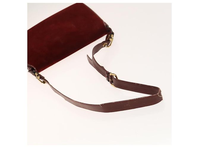 CARTIER Sac Must Line Cuir Suède 5Set Bordeaux Auth 141369 - vue 4