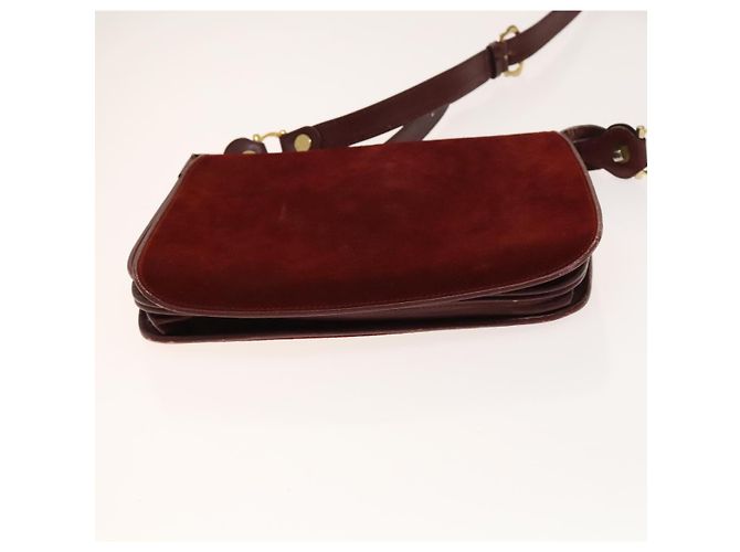 CARTIER Sac Must Line Cuir Suède 5Set Bordeaux Auth 141369 - vue 6