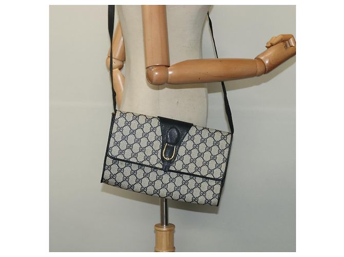 Gucci Borsa a spalla GG Supreme in PVC Navy Gold Auth ep10523 D'oro Blu navy - vista 23