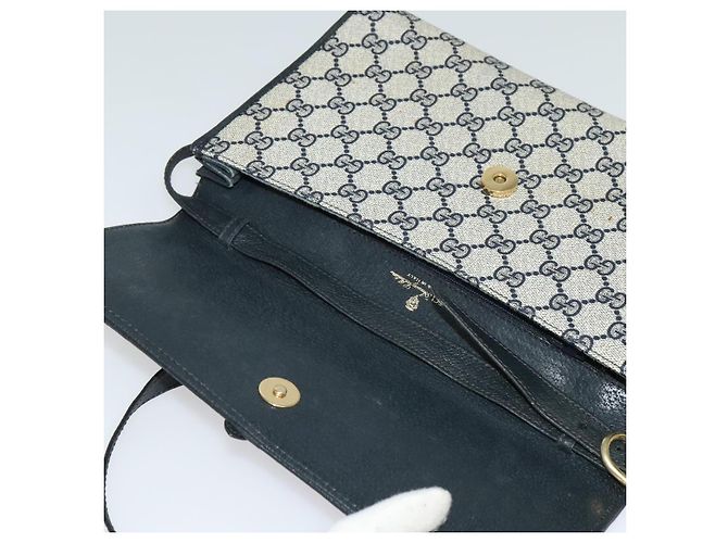 Gucci Borsa a spalla GG Supreme in PVC Navy Gold Auth ep10523 D'oro Blu navy - vista 9