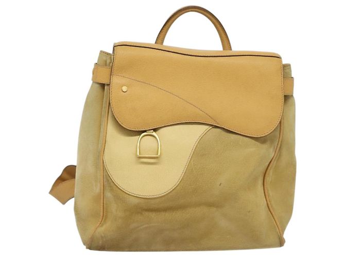 Zaino GUCCI in pelle scamosciata beige oro Auth 135058 D'oro - vista 13