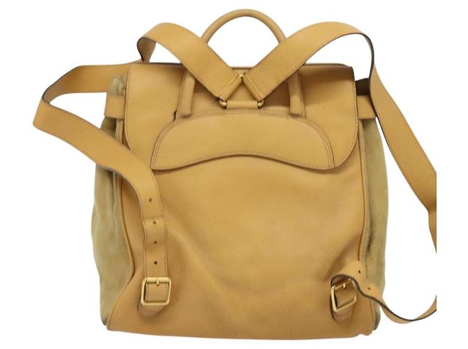 Zaino GUCCI in pelle scamosciata beige oro Auth 135058 D'oro - vista 2