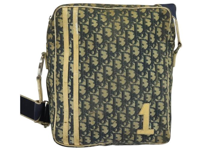 Christian Dior Trotter Canvas Schultertasche Navy Silber Authentisch gh726 Marineblau - Ansicht 13
