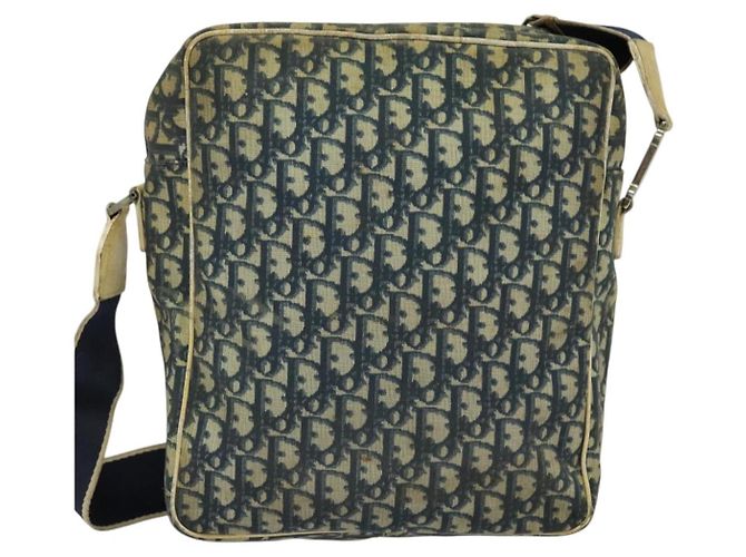 Christian Dior Trotter Canvas Schultertasche Navy Silber Authentisch gh726 Marineblau - Ansicht 2