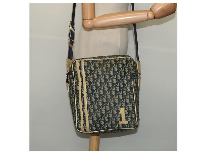 Christian Dior Trotter Canvas Schultertasche Navy Silber Authentisch gh726 Marineblau - Ansicht 21