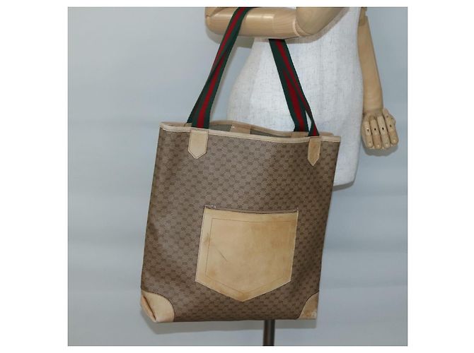 Bolso Sherry Line de PVC Beige Micro GG Supreme Web de GUCCI 904 002 0222 Auth ti3393 - vue 21