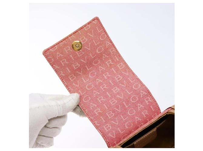 Bulgari Borsa a mano BVLGARI Logo Mania Be Zero One in tela rossa e oro Auth BA5419 Rosso D'oro - vista 10