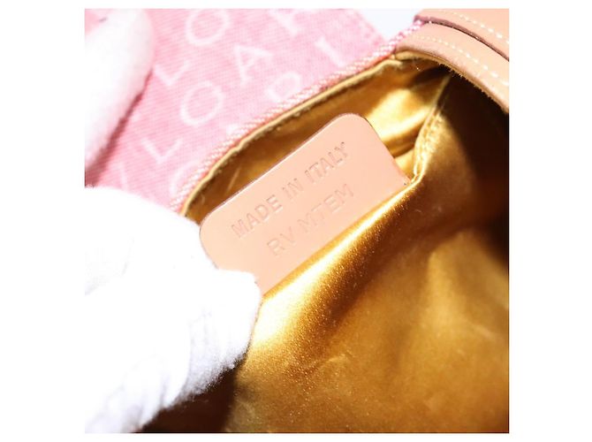 Bulgari Borsa a mano BVLGARI Logo Mania Be Zero One in tela rossa e oro Auth BA5419 Rosso D'oro - vista 12