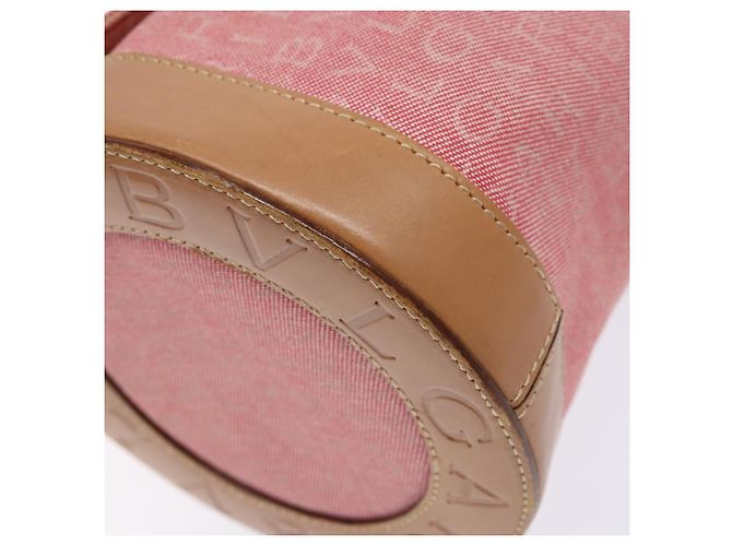 Bulgari Borsa a mano BVLGARI Logo Mania Be Zero One in tela rossa e oro Auth BA5419 Rosso D'oro - vista 15